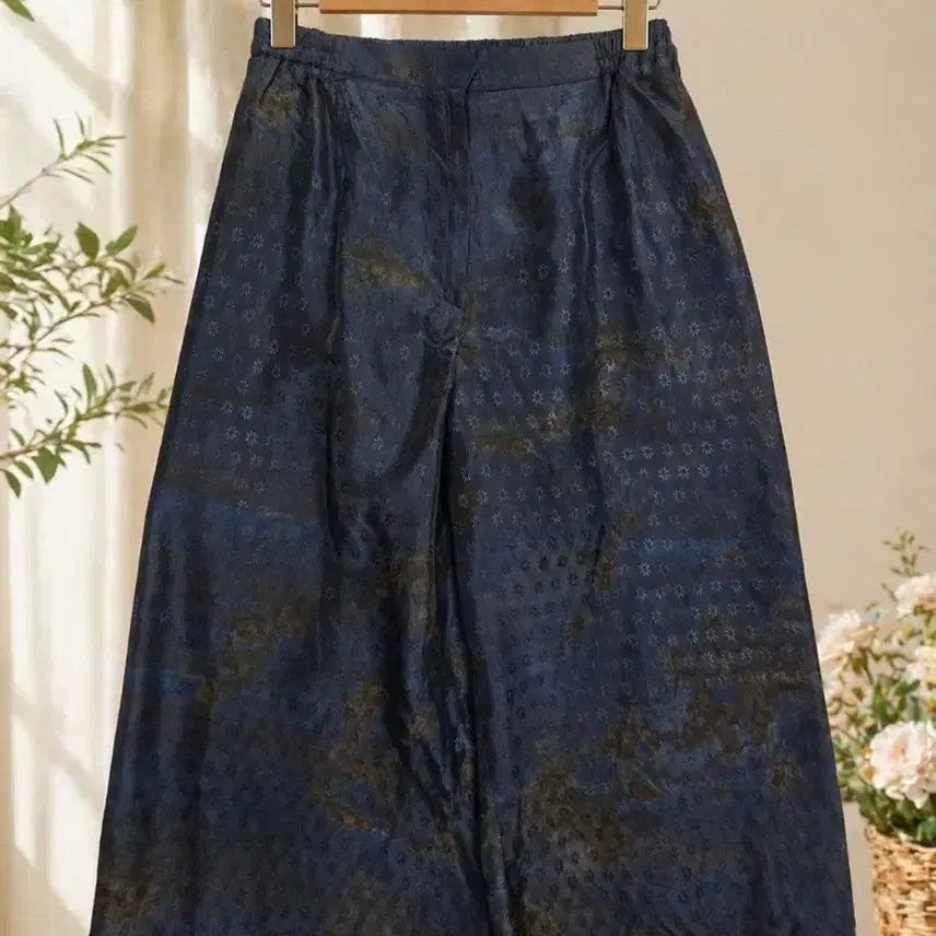 [BUNJANG] Indigo Dyed Rayon Wide Banding Pants / 쪽염 인견 와이드 밴딩 팬츠
