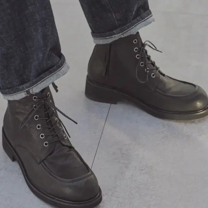 [BUNJANG] Sak Hyung x Romantic Move U-Tip Boots Washed Black R25M410 / [삭형x로맨틱무브] 새상품 유팁 키높이 부츠 R25M410 (워싱블랙)