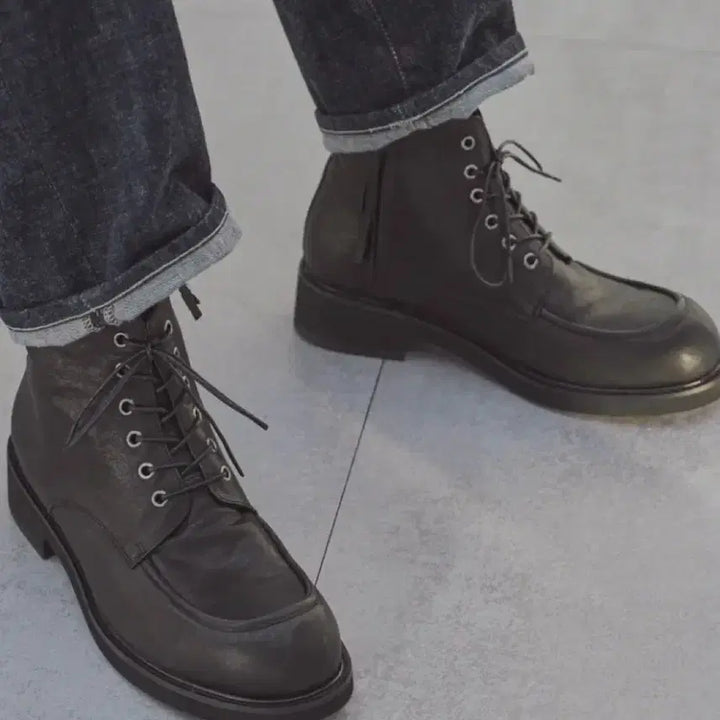 [BUNJANG] Sak Hyung x Romantic Move U-Tip Boots Washed Black R25M410 / [삭형x로맨틱무브] 새상품 유팁 키높이 부츠 R25M410 (워싱블랙)
