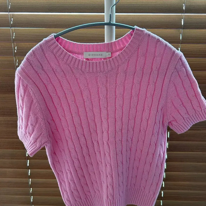 [BUNJANG] Giordano Pink Cable Knit Sweater / 지오다노 핑크 케이블 니트 s