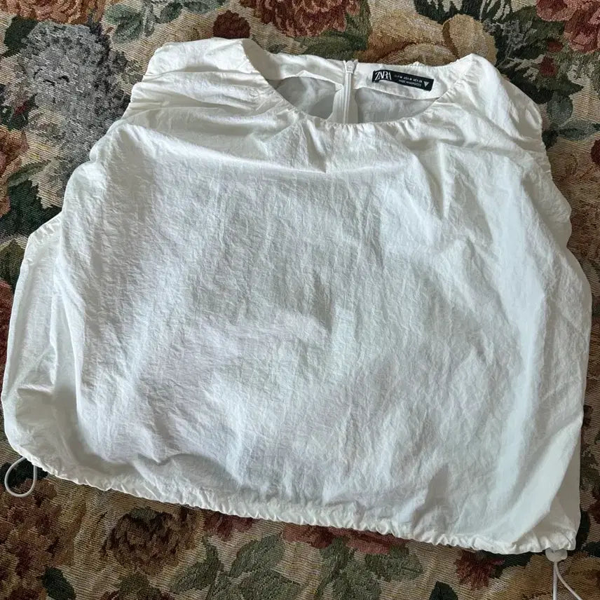 [BUNJANG] Zara White Cropped Blouse / 자라 화이트 크롭 블라우스