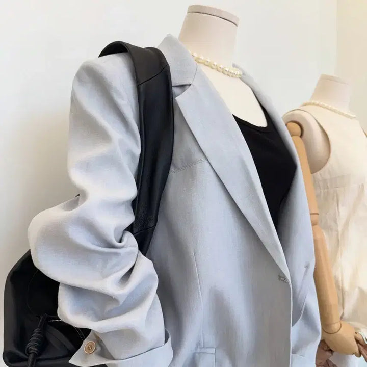 [SOLD OUT] 린넨 오버핏 자켓(소라색)