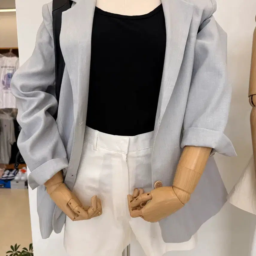 [SOLD OUT] 린넨 오버핏 자켓(소라색)