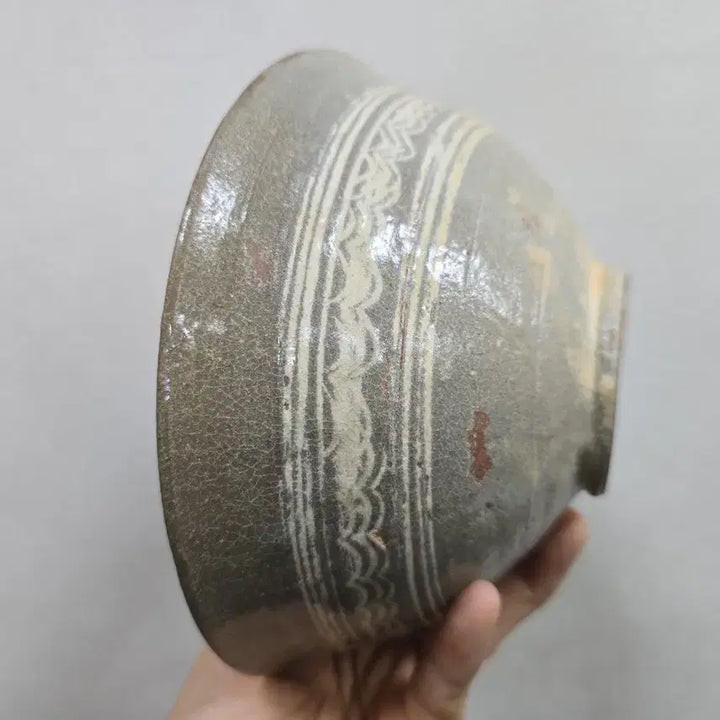 [BUNJANG] Joseon Dynasty Early Buncheong Ware Inhwa Bowl (15th Century) / 진품 조선초기 분청사기 인화문발 골동품