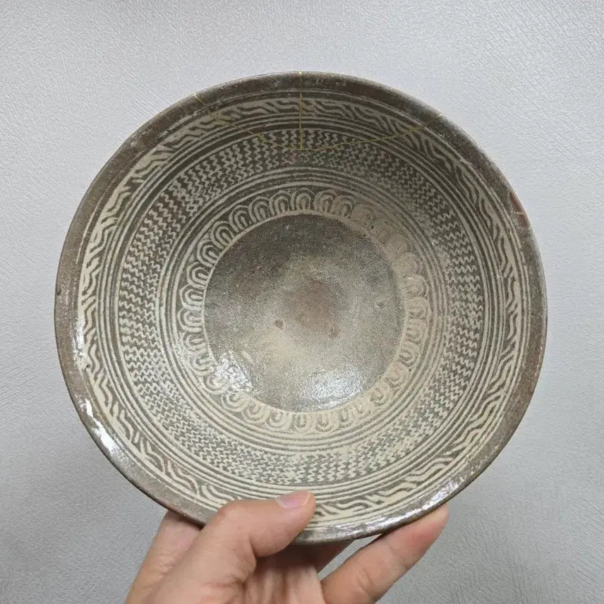 [BUNJANG] Joseon Dynasty Early Buncheong Ware Inhwa Bowl (15th Century) / 진품 조선초기 분청사기 인화문발 골동품