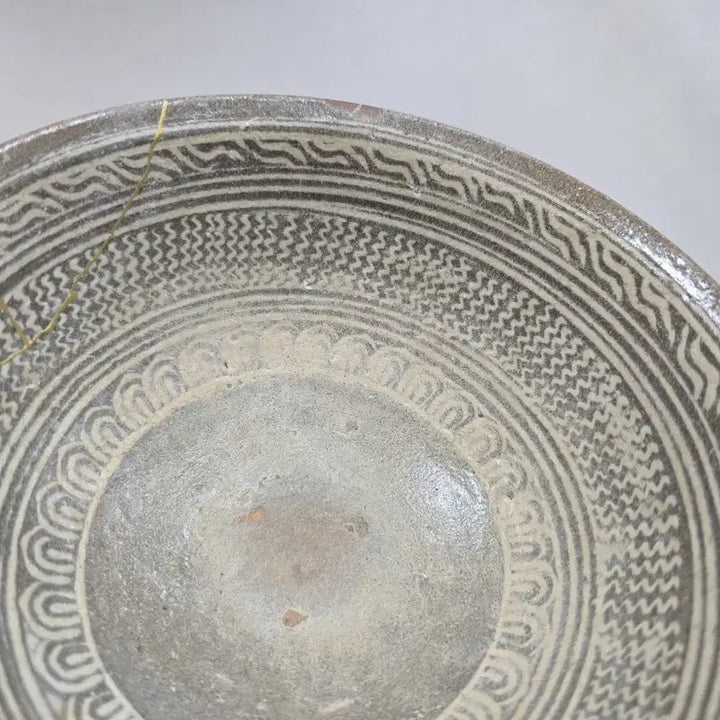 [BUNJANG] Joseon Dynasty Early Buncheong Ware Inhwa Bowl (15th Century) / 진품 조선초기 분청사기 인화문발 골동품