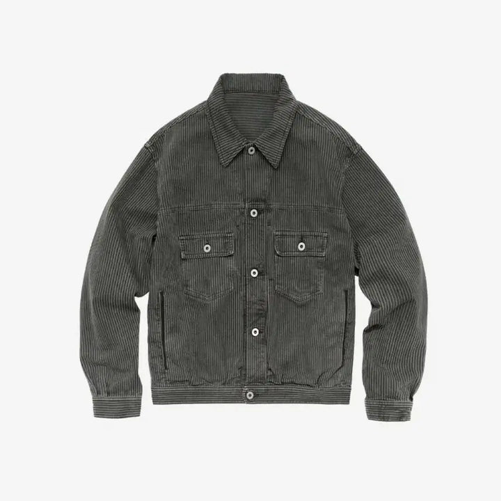 [SOLD OUT] 4)폴리테루 유즈드 트러커 자켓 다이드 그레이 (스트라이프, 재패니즈