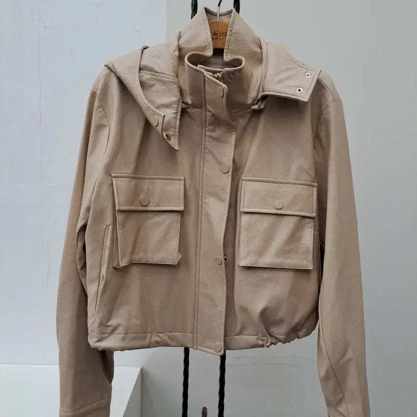 [BUNJANG] Egoist Hooded Short Jacket (Faux Leather) / 에고이스트 후드숏자켓(인조가죽) 66