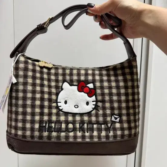 [BUNJANG] Hello Kitty Checkered Tote Bag / 헬로키티 체크 가방