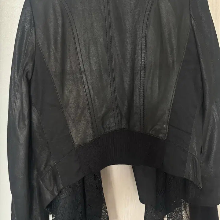 [BUNJANG] BNX Vintage Lambskin Leather Jacket with Lace Detail / BNX 양가죽 빈티지 자켓 레이스 포인트