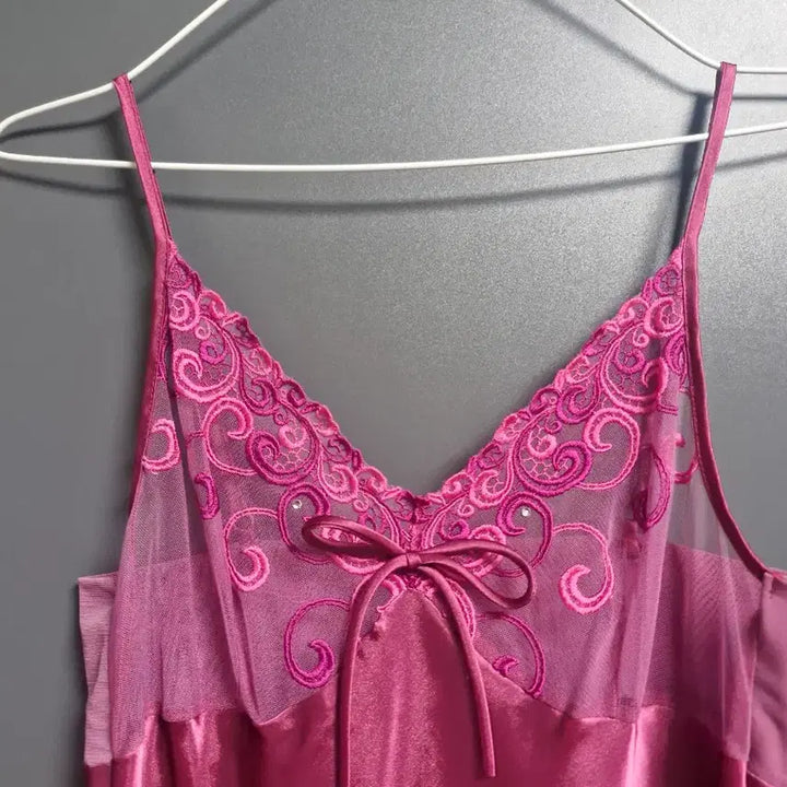 [BUNJANG] Andre Kim Pink Lace Embroidery Slip 90 / 앙드레김 .핑크 레이스 자수 슬립. 90.       84
