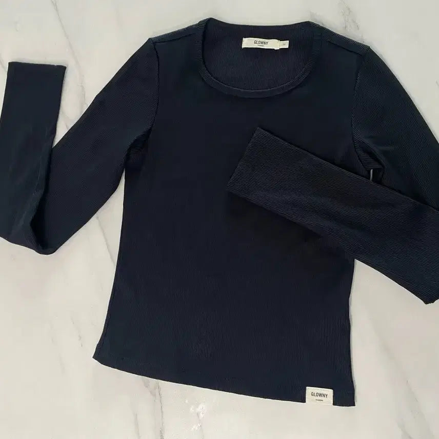 [BUNJANG] GLOWNY Black Ribbed Long Sleeve T-Shirt / GLOWNY 글로니 블랙 골지 긴팔 티셔츠
