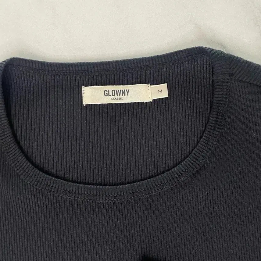 [BUNJANG] GLOWNY Black Ribbed Long Sleeve T-Shirt / GLOWNY 글로니 블랙 골지 긴팔 티셔츠