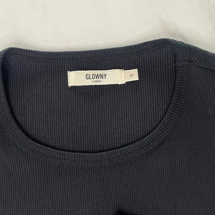 [BUNJANG] GLOWNY Black Ribbed Long Sleeve T-Shirt / GLOWNY 글로니 블랙 골지 긴팔 티셔츠