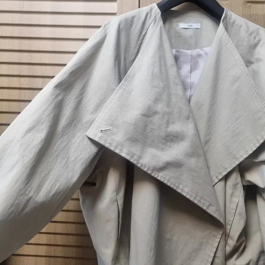 [BUNJANG] Thebom No Collar Spring Cotton Jacket Beige / 네이버 더봄 노카라 스프링 코튼 자켓 베이지