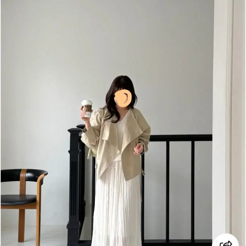 [BUNJANG] Thebom No Collar Spring Cotton Jacket Beige / 네이버 더봄 노카라 스프링 코튼 자켓 베이지