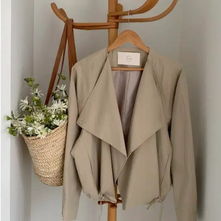 [BUNJANG] Thebom No Collar Spring Cotton Jacket Beige / 네이버 더봄 노카라 스프링 코튼 자켓 베이지
