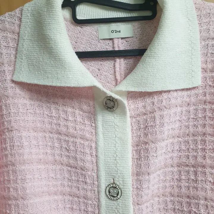 [BUNJANG] Ozweego Pink Tweed Short Sleeve Cardigan / 오즈세컨 핑크 트위드 반팔 가디건