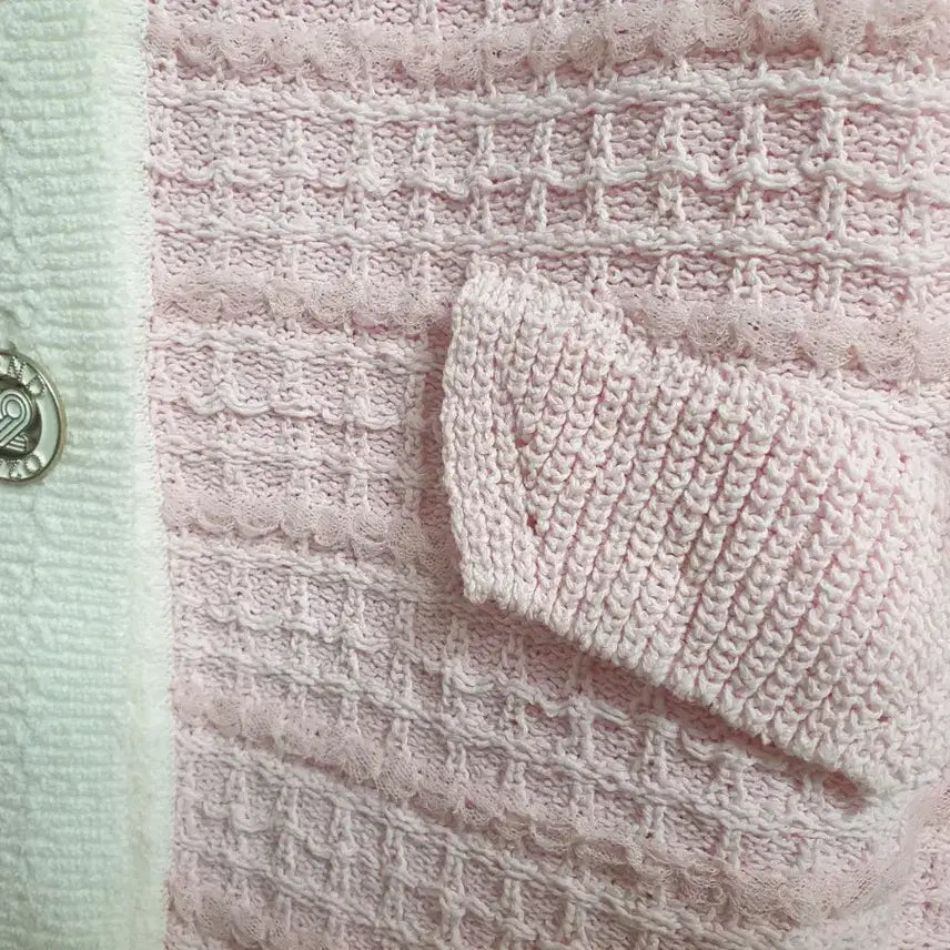 [BUNJANG] Ozweego Pink Tweed Short Sleeve Cardigan / 오즈세컨 핑크 트위드 반팔 가디건