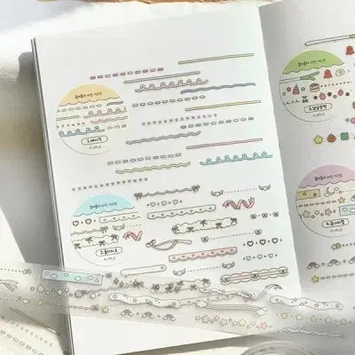 [BUNJANG] Ple Ple Line Washi Tape Set - 4 Designs / 키스컷 띵) 플레플레 라인 4종 일괄 다꾸 다이어리 꾸미기 마테