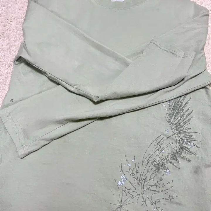 [BUNJANG] Sansan Gear NCT WISH Long Sleeve Light Green T-shirt / 산산기어 엔시티위시 롱슬리브 라이트그린 2 사이즈 콜라보 코어 긴팔티셔츠