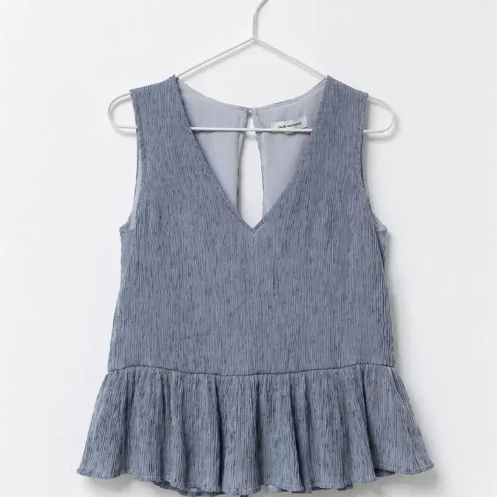 [BUNJANG] Club Monaco Pleated Layered Blue Sleeveless Dress / 클럽모나코 플리츠 나시탑 레이어드 블루 민소매 끈 원피스