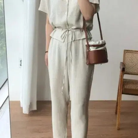 [SOLD OUT] 새상품 린넨 스트링 점프수트