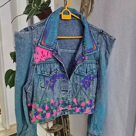 [BUNJANG] Flower Printing Denim Jacket / 플라워 프린팅 데님 청자켓77