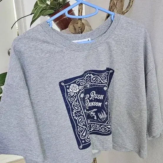 [BUNJANG] Printed Crop T-shirts (Set of 2) / 반팔 티셔츠프린팅 크롭티 두개