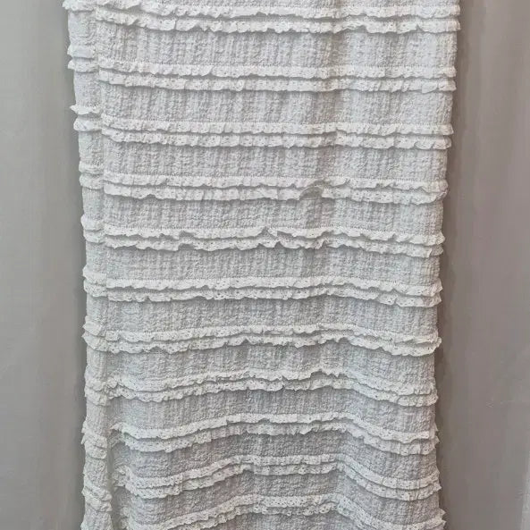 [BUNJANG] White Frill Tiered Long Skirt / 화이트 프릴 캉캉 스커트