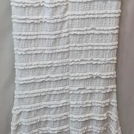 [BUNJANG] White Frill Tiered Long Skirt / 화이트 프릴 캉캉 스커트