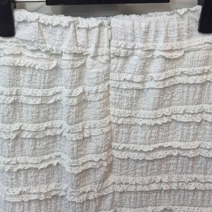 [BUNJANG] White Frill Tiered Long Skirt / 화이트 프릴 캉캉 스커트