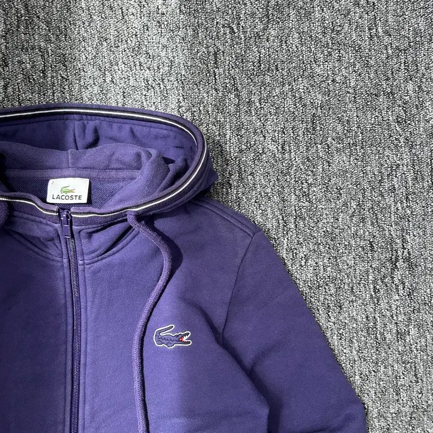 [BUNJANG] Lacoste Purple Old School Hoodie Zip-up / 라코스테 퍼플 올드스쿨 후드집업