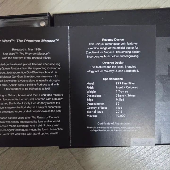 [BUNJANG] Star Wars Episode I Commemorative Silver Coin / 스타워즈 에피소드1 기념 은화