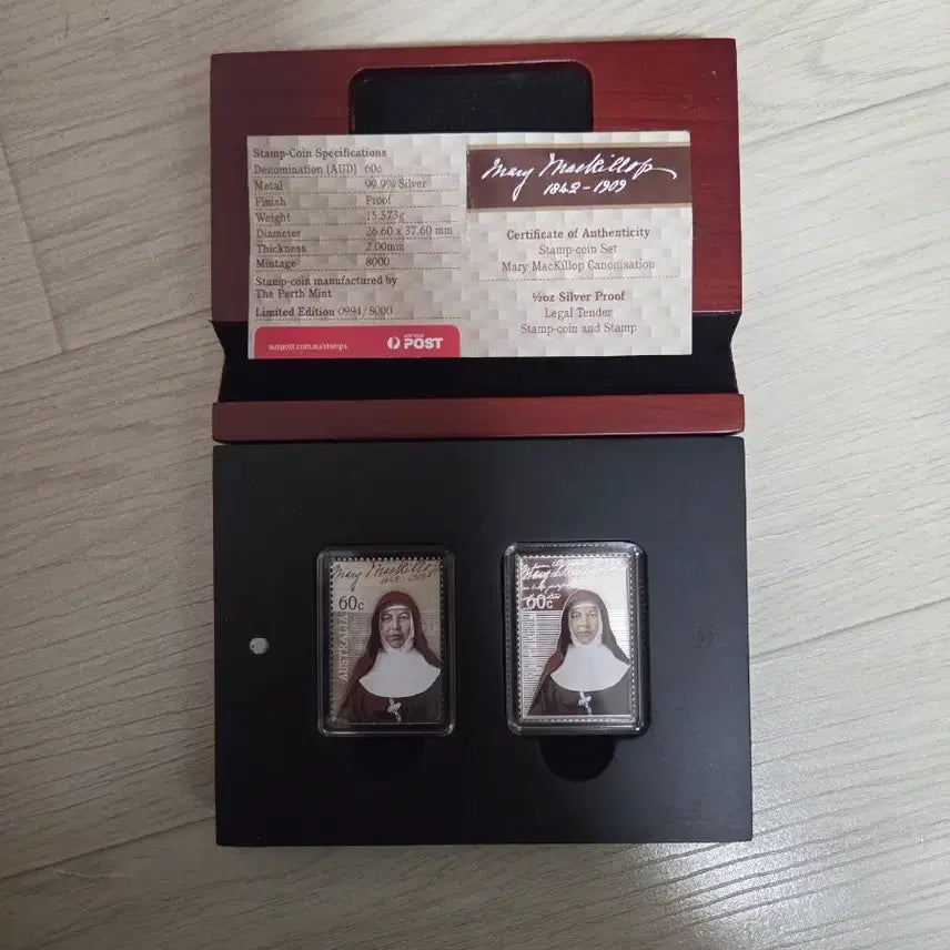 [BUNJANG] Mary MacKillop Sterling Silver Stamp Coin Set / 메리 맥킬롭 은화 우표코인 세트