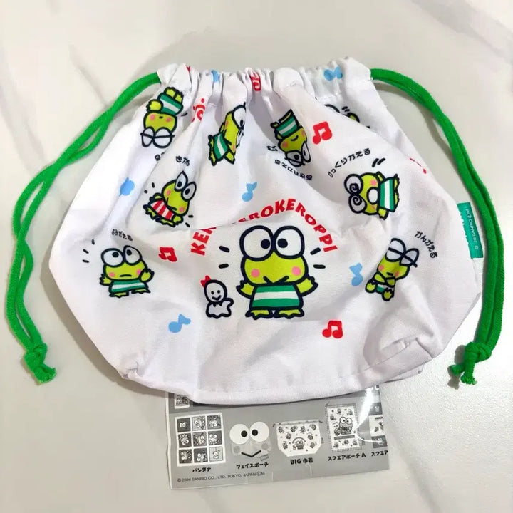 [BUNJANG] Sanrio Keroppi Variety Collection Drawstring Pouch / 산리오 케로케로케로피 버라이어티 컬렉션 조이개 파우치