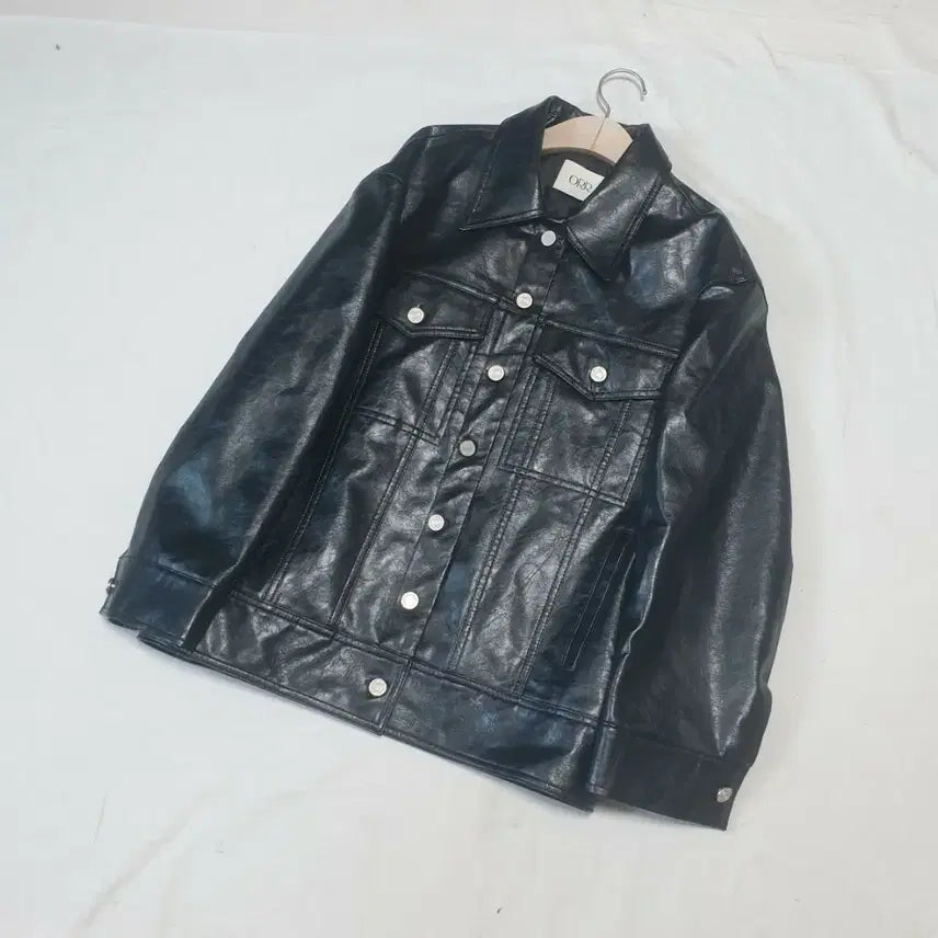 [BUNJANG] ORR Black Vegan Leather Trucker Jacket / 오르 블랙 비건레더 트러커 자켓