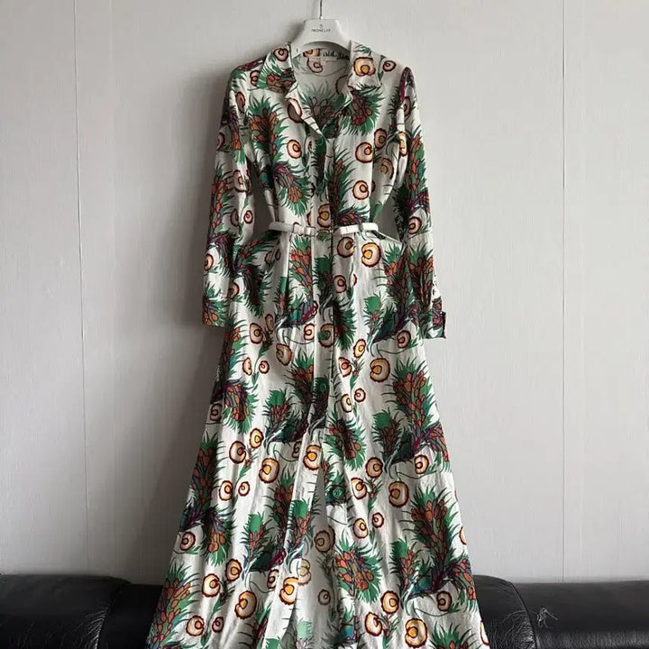 [BUNJANG] Maje Floral Linen Long Dress / 마쥬 플로럴 린넨 롱원피스