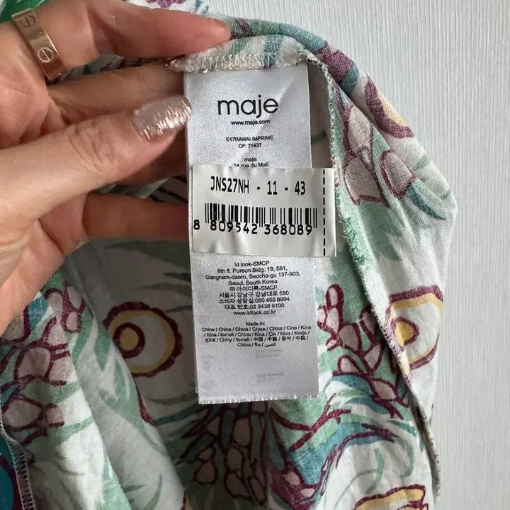 [BUNJANG] Maje Floral Linen Long Dress / 마쥬 플로럴 린넨 롱원피스
