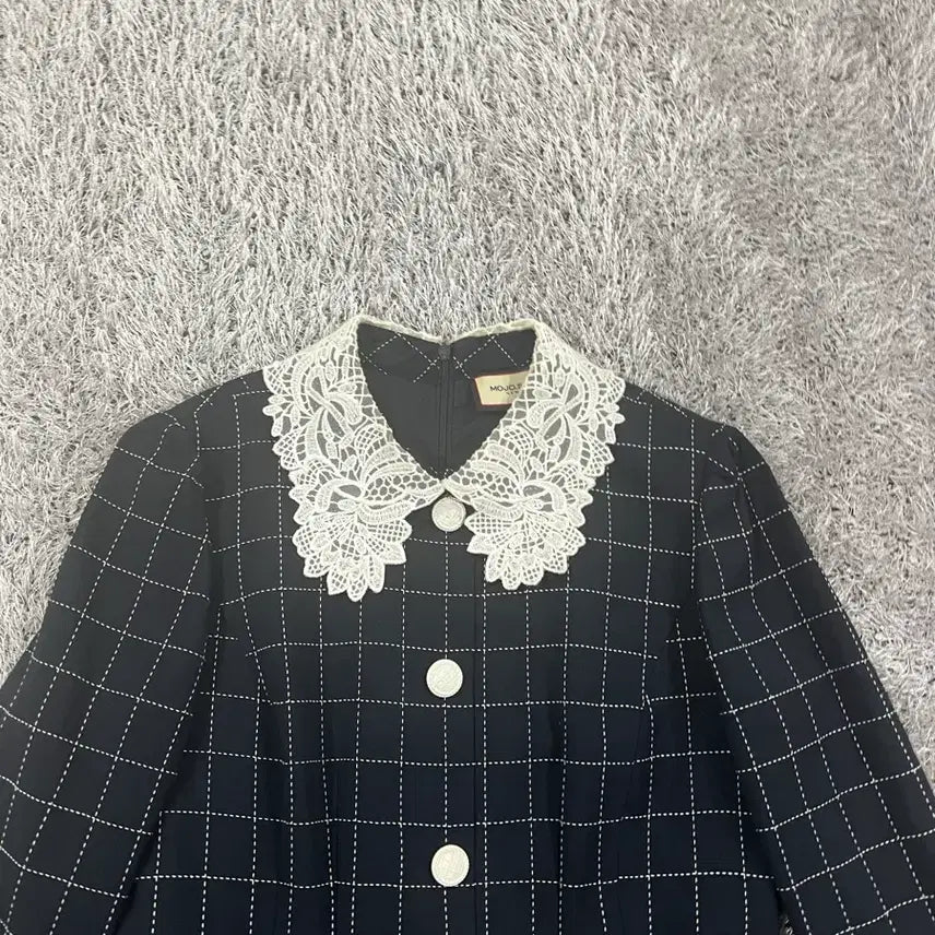 [SOLD OUT] 정품 모조에스핀(MOJO.S.PHINE)  레이스 카라 체크 원피스 하객
