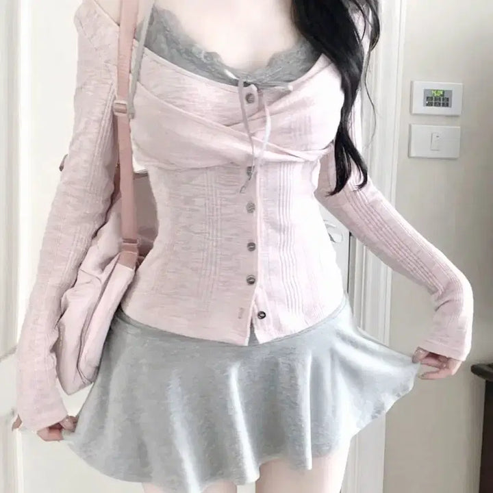 [BUNJANG] Babypink Slimming Button Knit Cardigan / (Babypink) Slimming Button Knit Cardigan