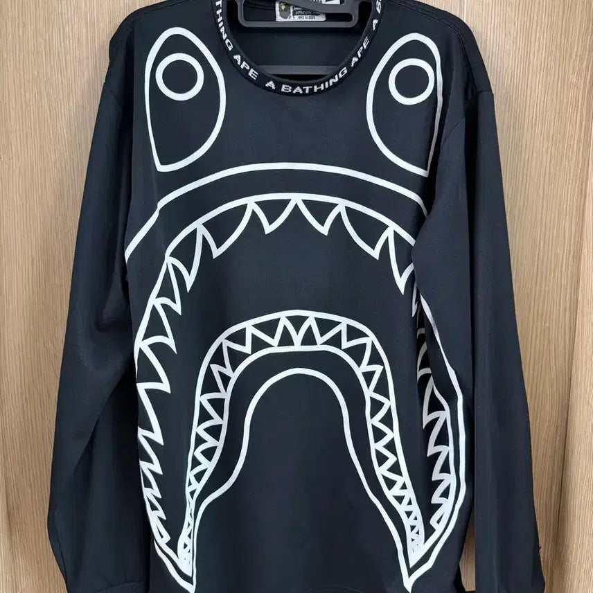 [BUNJANG] BAPE Shark Performance Long Sleeve T-Shirt / (L)베이프 샤크 블랙 기능성 긴팔티 팝니다