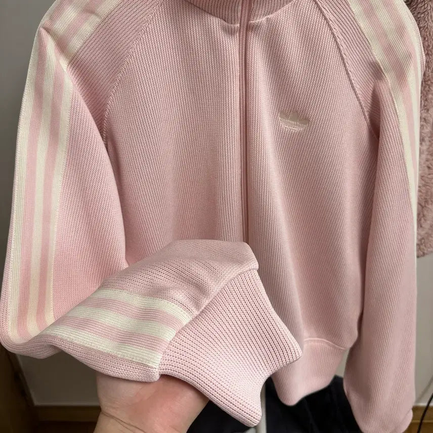 [BUNJANG] Adidas Knit Balloon Track Top Jersey Sand Pink (S Size) / 아디다스 니트 벌룬 트랙탑 져지 샌드핑크 S사이즈