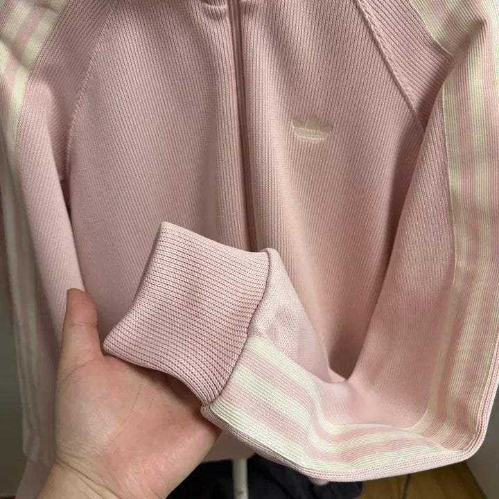 [BUNJANG] Adidas Knit Balloon Track Top Jersey Sand Pink (S Size) / 아디다스 니트 벌룬 트랙탑 져지 샌드핑크 S사이즈