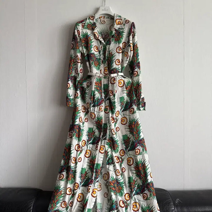 [BUNJANG] Maje Floral Linen Long Dress / 마쥬 플로럴 린넨 롱원피스