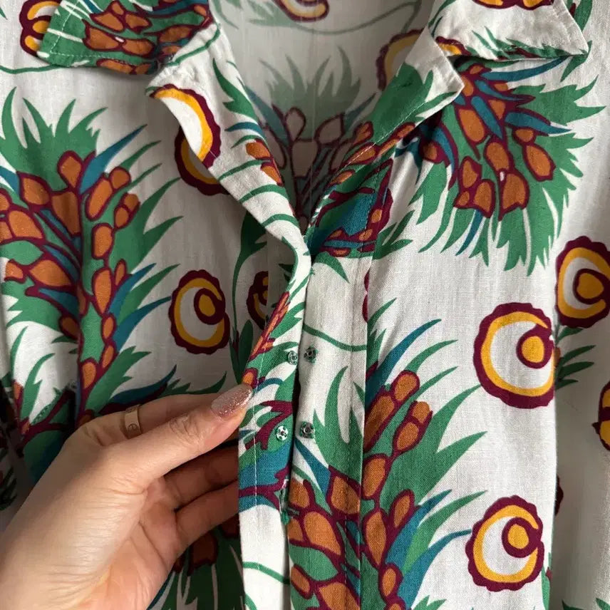 [BUNJANG] Maje Floral Linen Long Dress / 마쥬 플로럴 린넨 롱원피스