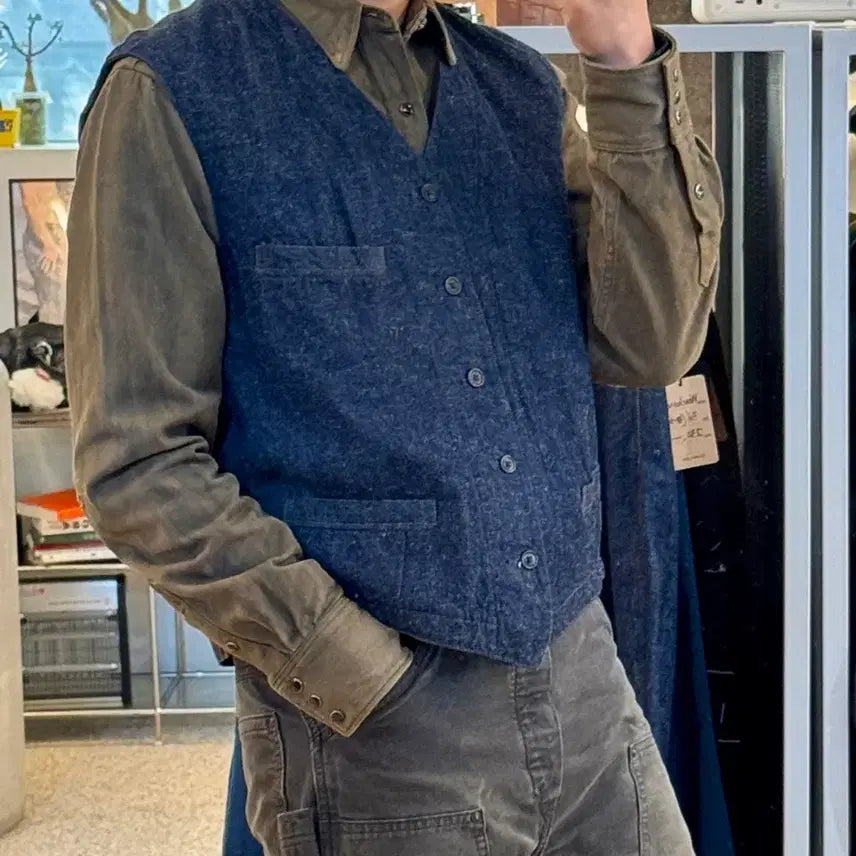 [BUNJANG] RRL Indigo Nep Work Vest / RRL 인디고 넵 워크 베스트