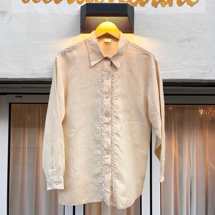 [BUNJANG] Benetton Linen Lace Shirt Made in Italy / 베네통 린넨 레이스 셔츠 (이탈리아제)