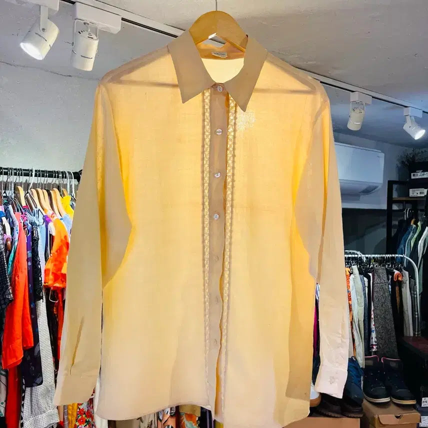 [BUNJANG] Benetton Linen Lace Shirt Made in Italy / 베네통 린넨 레이스 셔츠 (이탈리아제)