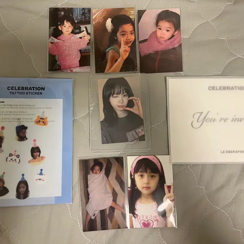 [SOLD OUT] 르세라핌 김채원 셀레브레이션 공방 포카+아기포카 세트+초대장+타투스티커